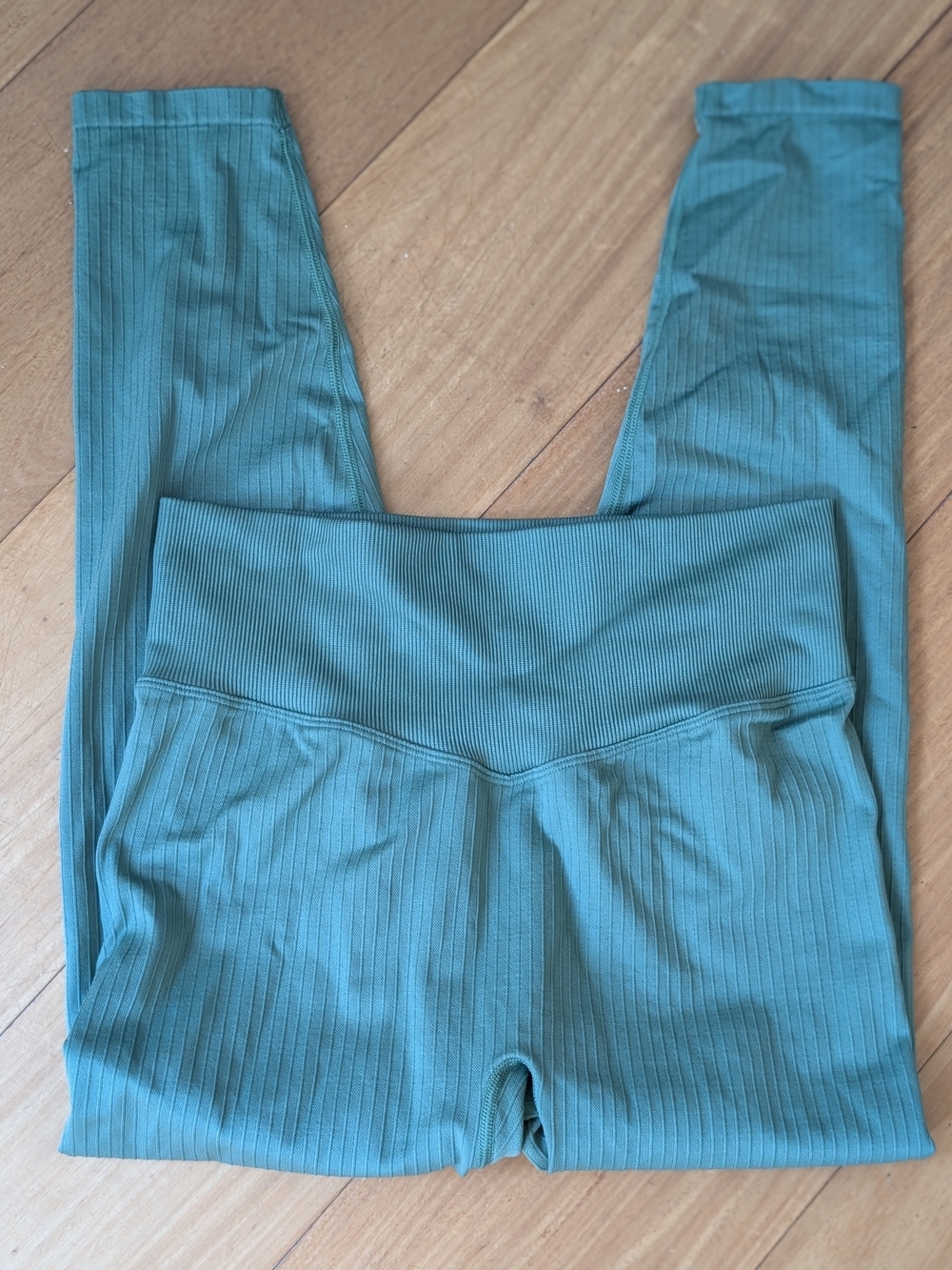 PINK Victoria's Secret Ribbed High-Waist Leggings in Teal Green
